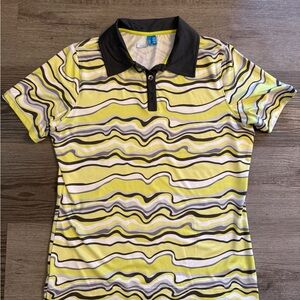 GG biue Striped Yellow and Black Women's Polo Shirt